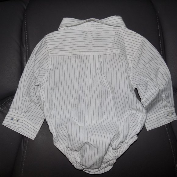 Janie and Jack Layette White Striped L/S Snap Tee Size 3/6 Months Boy's EUC - Picture 3 of 3